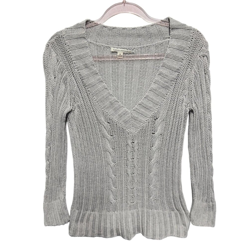 Silk Cotton Knit Aran Fisherman Thick Cable Knitted Sweater Pullover